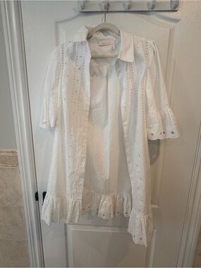 See By Chloé White Eyelet Ruffle Girls Dress